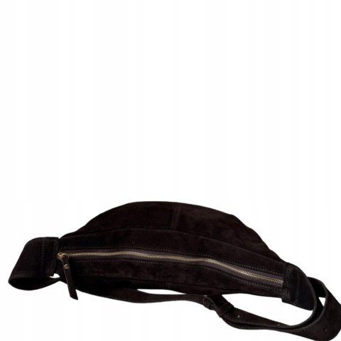 Torebka typu hobo skóra naturalna zamszowa czekoladowa Vera Pelle- HOBO MOOD