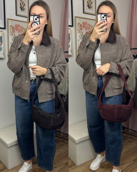 Torebka typu hobo skóra naturalna zamszowa czekoladowa Vera Pelle- HOBO MOOD