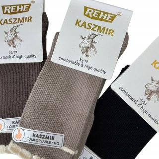 3 pary skarpet skarpetek kaszmirowych falbanka prążkowane Rehe 35-39