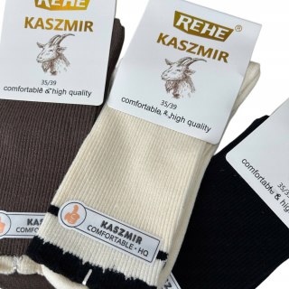 3 pary skarpet skarpetek kaszmirowych falbanka prążkowane Rehe 35-39