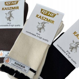 3 pary skarpet skarpetek kaszmirowych falbanka prążkowane Rehe 38-42