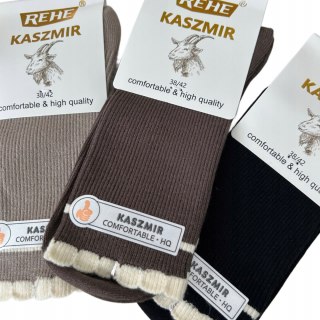 3 pary skarpet skarpetek kaszmirowych falbanka prążkowane Rehe 38-42