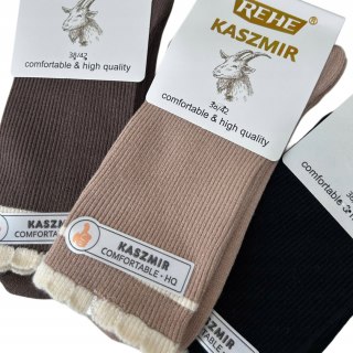 3 pary skarpet skarpetek kaszmirowych falbanka prążkowane Rehe 38-42