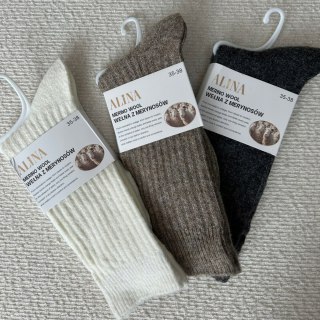 3 pary skarpet skarpetek wełnianych wełna merino prążkowane Alina 35-38
