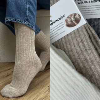 3 pary skarpet skarpetek wełnianych wełna merino prążkowane Alina 35-38