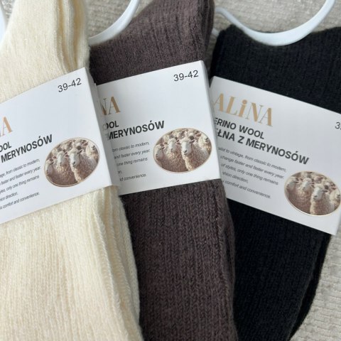 3 pary skarpet wełnianych wełna merino z merynosów prążek Alina 39-42