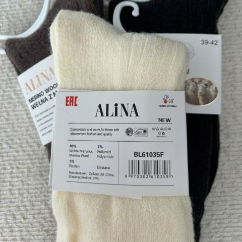 3 pary skarpet wełnianych wełna merino z merynosów prążek Alina 39-42