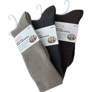 3 pary skarpet wełnianych wełna merino z merynosów prążek Alina 39-42