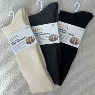 3 pary skarpet wełnianych wełna merino z merynosów prążek Alina 39-42