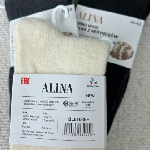 3 pary skarpet wełnianych wełna merino z merynosów prążek Alina 39-42
