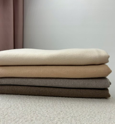 Duży bordowy szal szalik z frędzlami wełniany wiskozowy miękki Cashmere- FEEL