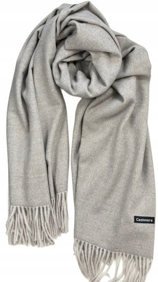 Duży fango szal szalik z frędzlami wełniany wiskozowy miękki Cashmere- FEEL