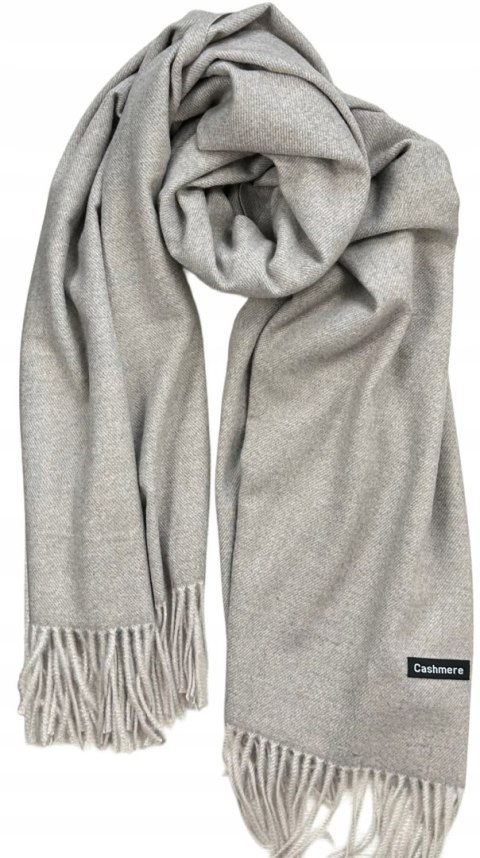 Duży fango szal szalik z frędzlami wełniany wiskozowy miękki Cashmere- FEEL
