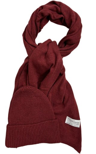 Komplet czerwony czapka szalik wełna wiskoza kaszmir wełniany Cashmere- SOFTELLA