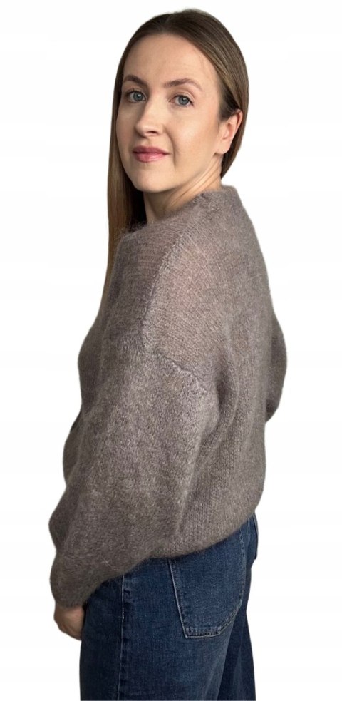 Sweter kardigan beżowy fango super kid moher 80% miękki Toscana39- MOHAIR COZY