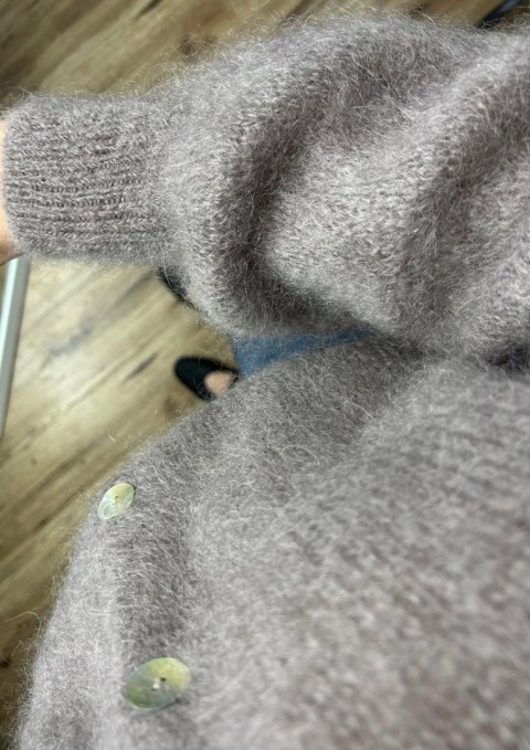 Sweter kardigan beżowy fango super kid moher 80% miękki Toscana39- MOHAIR COZY