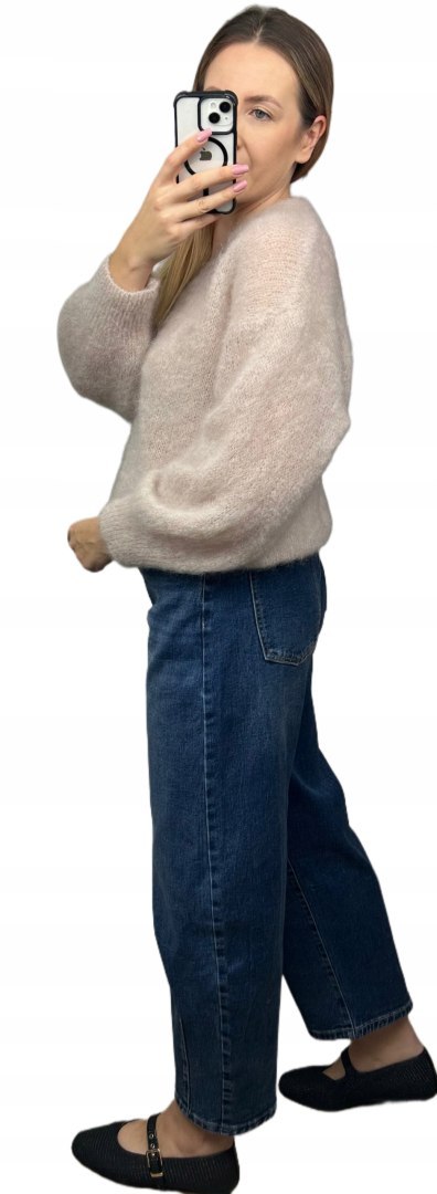 Sweter kardigan beżowy super kid moher 80% miękki Toscana39- MOHAIR COZY