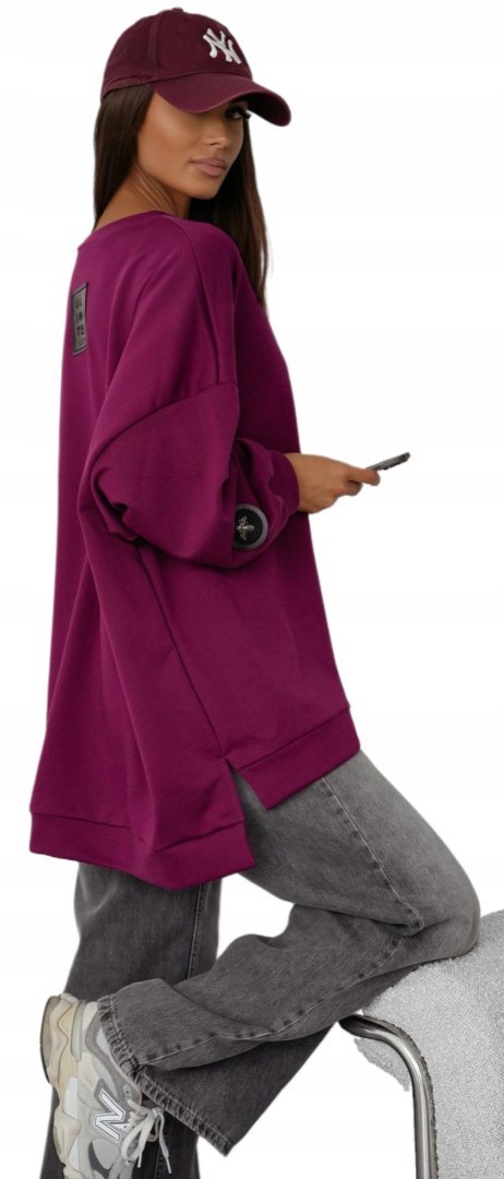 Bawełniana burgundowa bluza oversize luźna polska produkcja mucha Me Gusta- ULTIMATE