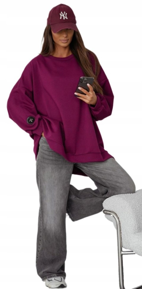 Bawełniana burgundowa bluza oversize luźna polska produkcja mucha Me Gusta- ULTIMATE