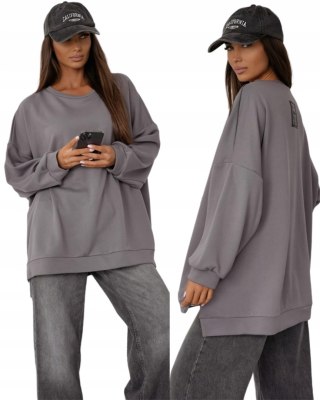 Bawełniana grafitowa bluza oversize luźna polska produkcja mucha Me Gusta- ULTIMATE