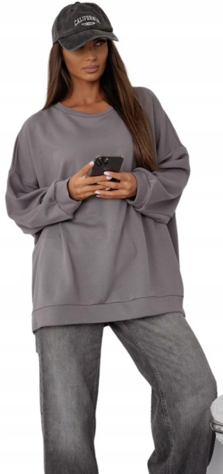 Bawełniana grafitowa bluza oversize luźna polska produkcja mucha Me Gusta- ULTIMATE