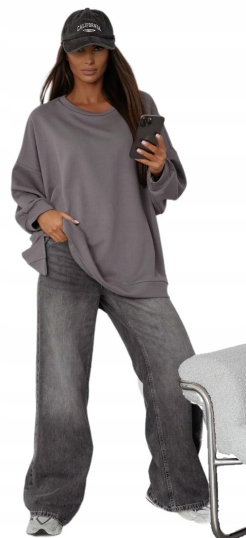 Bawełniana grafitowa bluza oversize luźna polska produkcja mucha Me Gusta- ULTIMATE