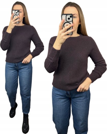 Czekoladowy brązowy klasyczny miękki sweter baby alpaka wełna Made in Italy- MORRA