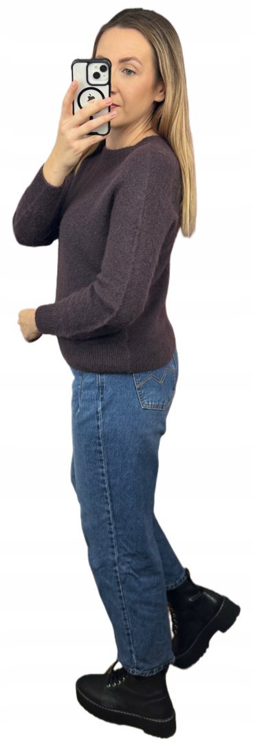 Czekoladowy brązowy klasyczny miękki sweter baby alpaka wełna Made in Italy- MORRA