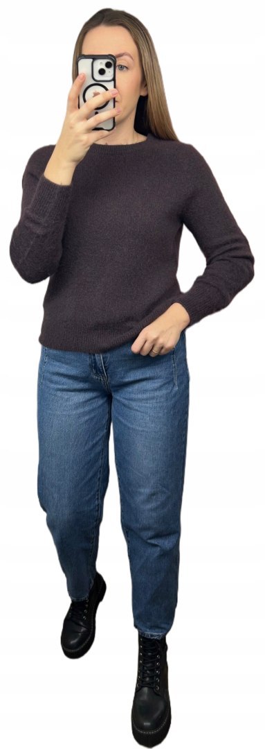 Czekoladowy brązowy klasyczny miękki sweter baby alpaka wełna Made in Italy- MORRA