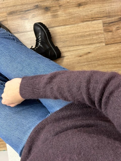 Czekoladowy brązowy klasyczny miękki sweter baby alpaka wełna Made in Italy- MORRA