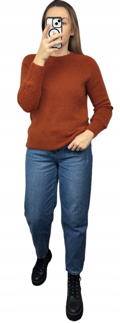 Dynia pomarańczowy klasyczny miękki sweter baby alpaka wełna Made in Italy- MORRA