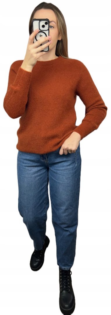 Dynia pomarańczowy klasyczny miękki sweter baby alpaka wełna Made in Italy- MORRA