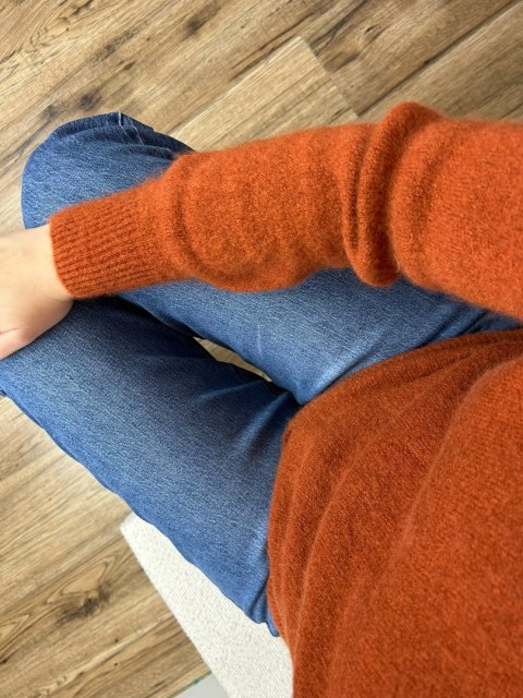 Dynia pomarańczowy klasyczny miękki sweter baby alpaka wełna Made in Italy- MORRA