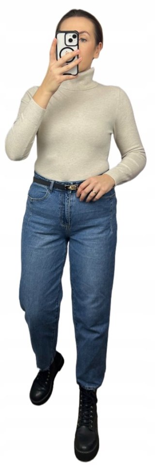 Gładki miękki klasyczny elastyczny golf basic dopasowany beżowy- COLLA