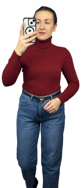 Gładki miękki klasyczny elastyczny golf basic dopasowany bordowy- COLLA