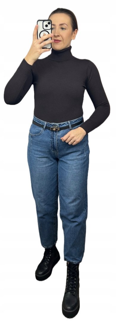 Gładki miękki klasyczny elastyczny golf basic dopasowany czekoladowy brąz- COLLA I