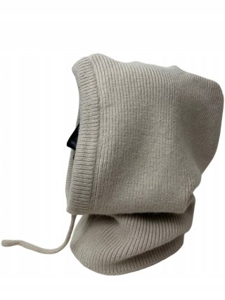 Kaptur balaclava kominiarka komin wiskozowy wiskoza prążkowany beżowy- MELLA
