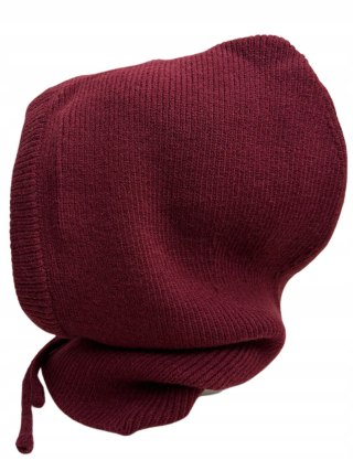 Kaptur balaclava kominiarka komin wiskozowy wiskoza prążkowany bordowy- MELLA