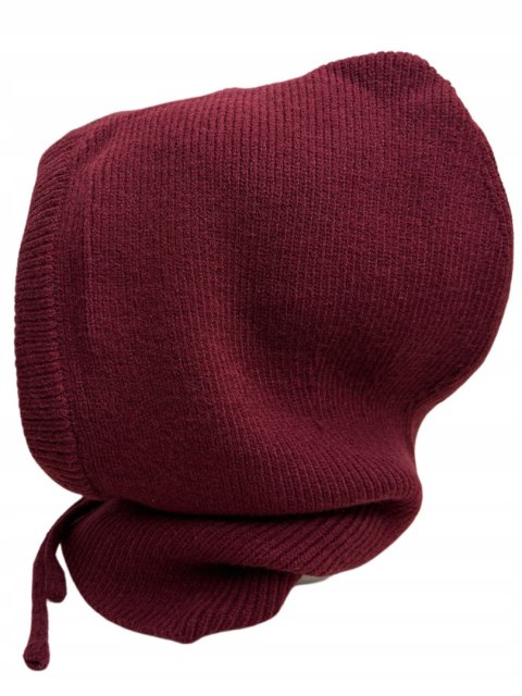 Kaptur balaclava kominiarka komin wiskozowy wiskoza prążkowany bordowy- MELLA
