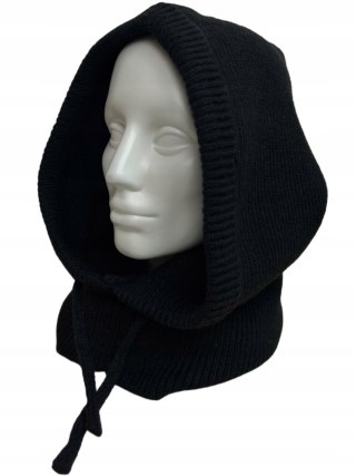 Kaptur balaclava kominiarka komin wiskozowy wiskoza prążkowany czarny- MELLA