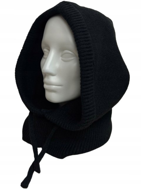 Kaptur balaclava kominiarka komin wiskozowy wiskoza prążkowany czarny- MELLA