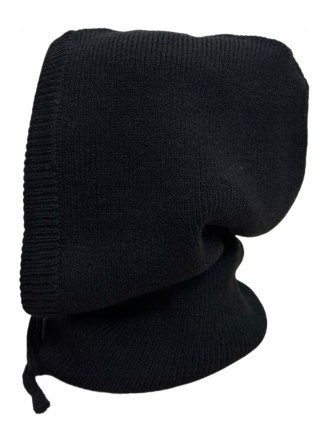 Kaptur balaclava kominiarka komin wiskozowy wiskoza prążkowany czarny- MELLA