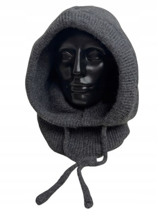 Kaptur balaclava kominiarka komin wiskozowy wiskoza prążkowany szary- MELLA