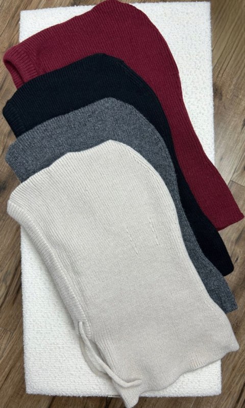 Kaptur balaclava kominiarka komin wiskozowy wiskoza prążkowany szary- MELLA