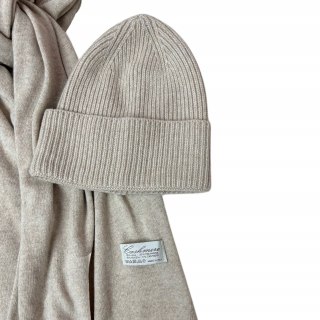 Komplet beżowy czapka szalik wełna wiskoza kaszmir wełniany Cashmere- SOFTELLA