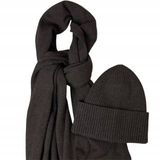 Komplet brązowy czapka szalik wełna wiskoza kaszmir wełniany Cashmere- SOFTELLA