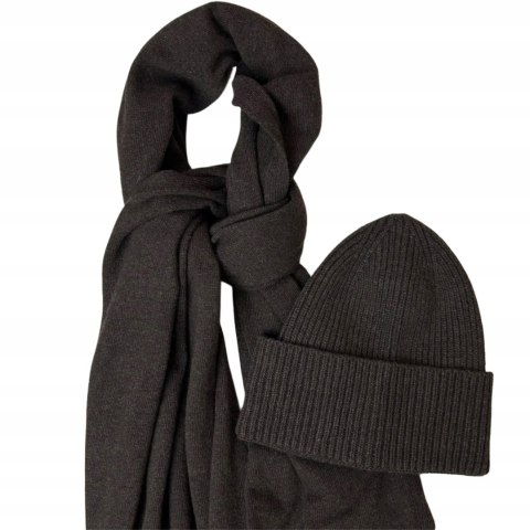 Komplet brązowy czapka szalik wełna wiskoza kaszmir wełniany Cashmere- SOFTELLA