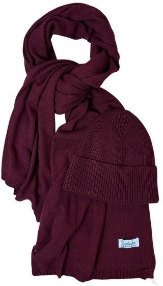 Komplet kaszmirowy bordo wełniany wełna kaszmir czapka szalik Cashmere- CAHMIRA