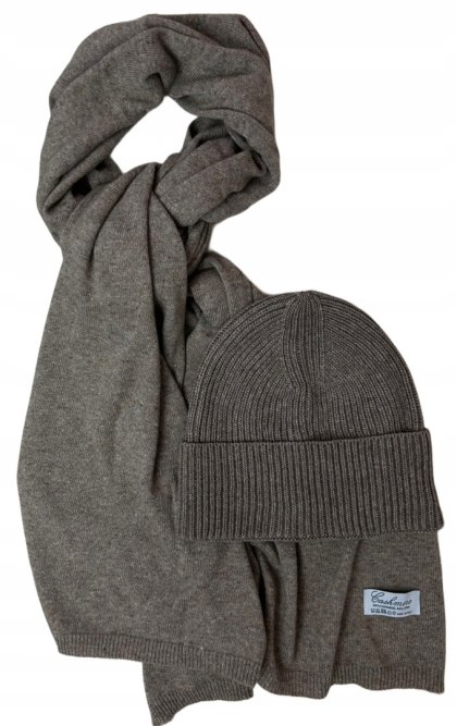 Komplet kaszmirowy fango II wełniany wełna kaszmir czapka szalik Cashmere- CASHMIRA