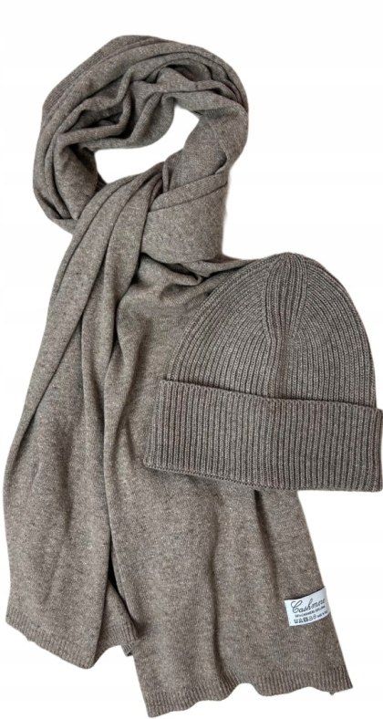 Komplet kaszmirowy fango wełniany wełna kaszmir czapka szalik Cashmere- CASHMIRA